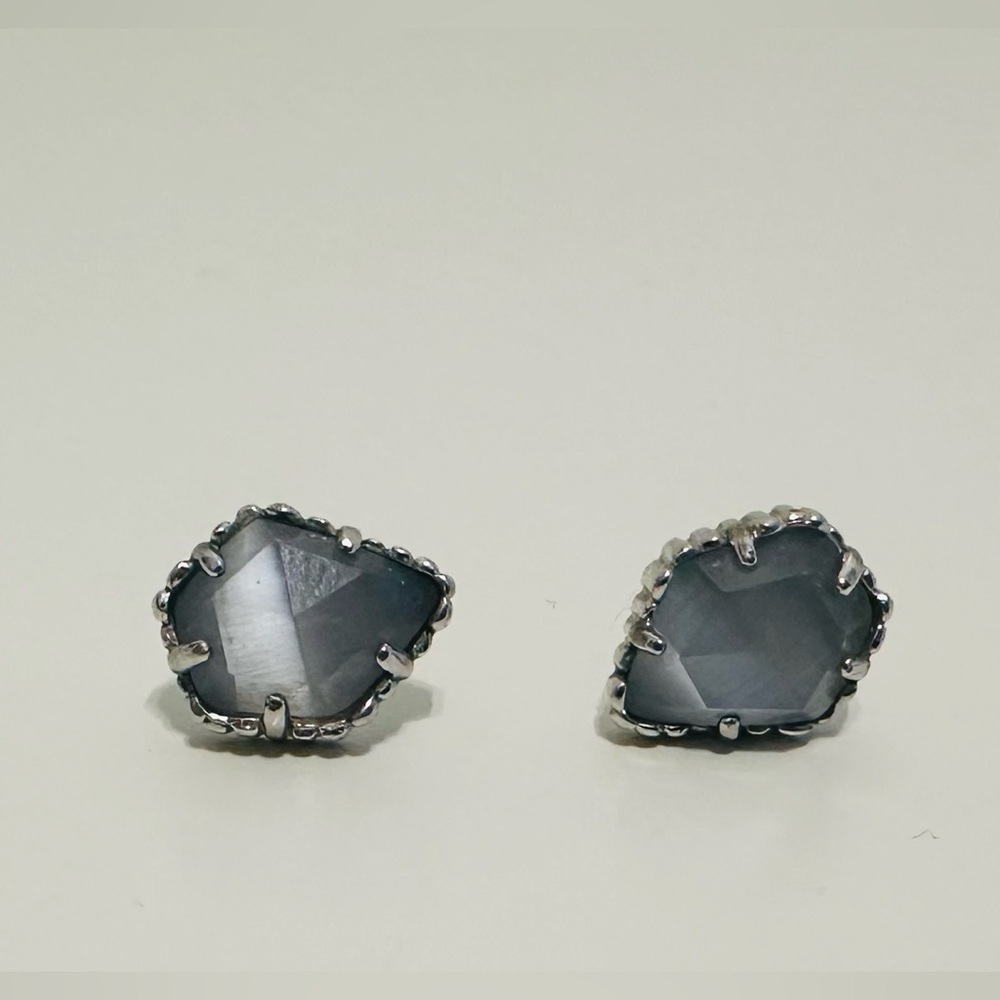 Kendra Scott: Tessa Slate Eye Studs, Sterling